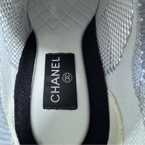 CHANEL Authentic Calfskin Suede Knit Interlocking CC Trainers Sneakers 6/6.5/36